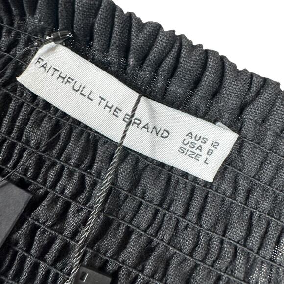 Faithful the Brand Alegrias Strapless Linen Jumpsuit Size 8 Black Vacation Beach - Picture 7 of 13